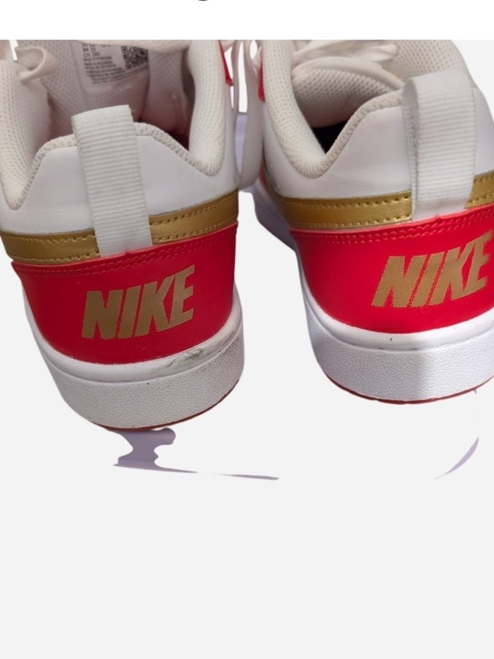 Pre-owned Nike Women's Low-Top Sneakers - White, Red & Gold Accents - Picture 3 of 6